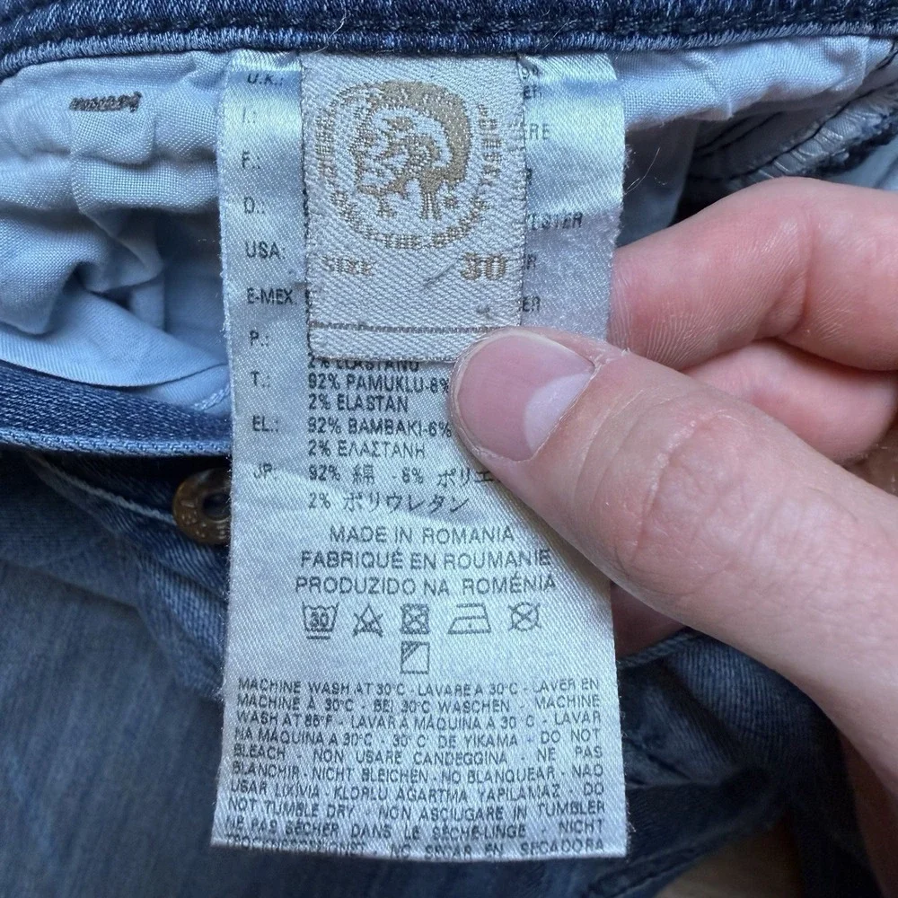 Diesel Waykee Jeans Men 30x32 Blue Straight Leg Stretch Medium‎ Wash Distressed